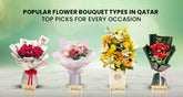  A vibrant display of popular flower bouquet types found in Qatar, showcasing various colors and arrangements.