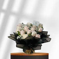 Elegant White & Blush Rose Bouquet