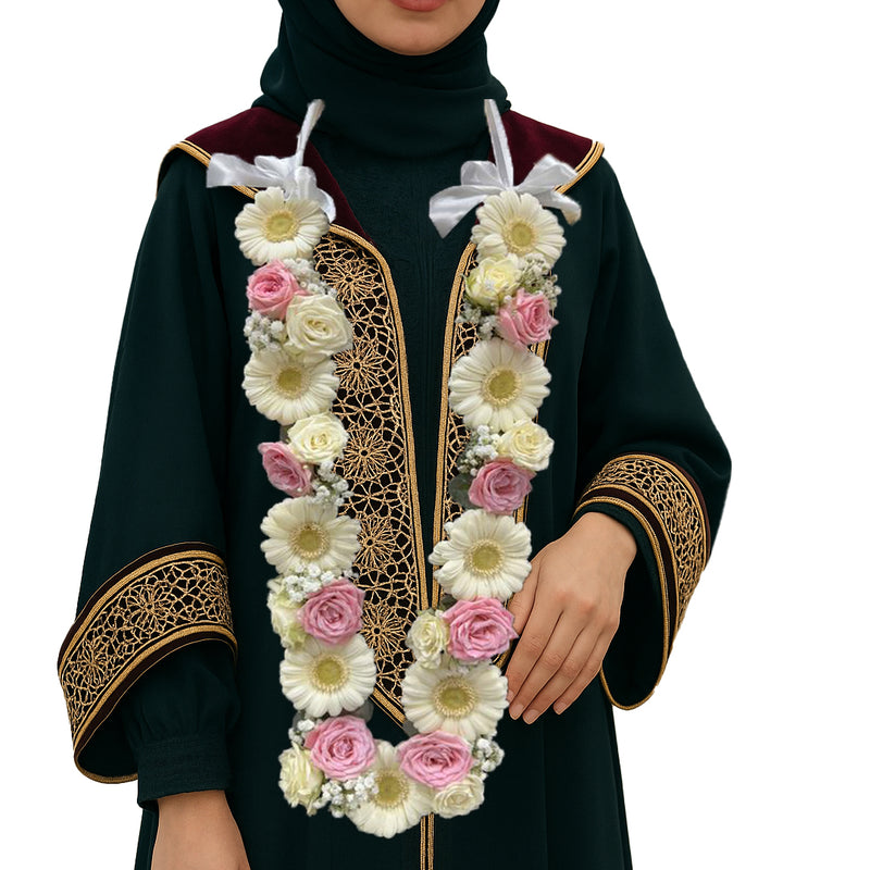 Fresh Gerbera and Baby Rose Flower Garland for Graduation Ceremony
