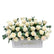 White roses in white rectangular box with “Congratulations” text.