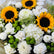 white, green and touch of yellow flower stand bouquet order online in doha qatar.