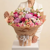 mixed of roses garden roses and hydranea flower luxury bouquet perfect gift for her 