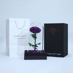 Elegant long lasting purple single rose arrangement in luxury wrapping