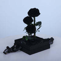 Discover elegant three black preserved roses in Qatar. Long lasting luxury floral arrangement perfect for unique gifts, modern décor, birthdays, and premium occasions.